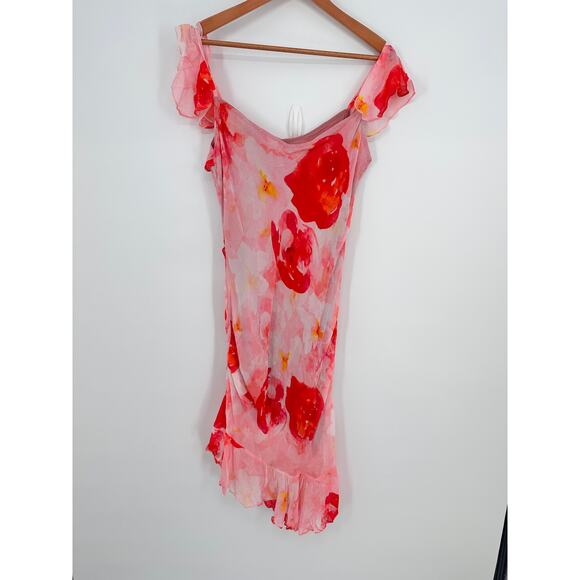 ANTHROPOLOGIE Summer Away Carolina Red Pink Midi Dress // M - Picture 11 of 12